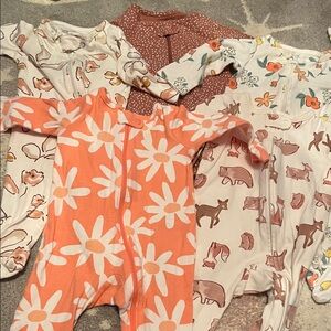 Baby Onesies Set with Floral and Animal Prints